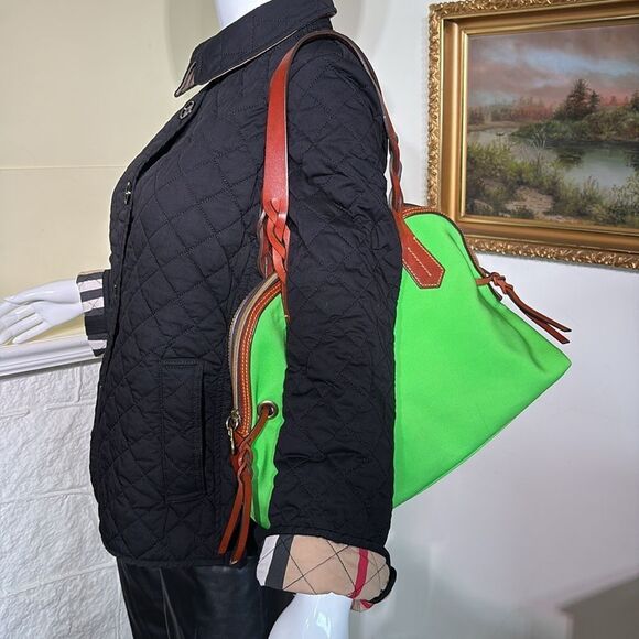 Vintage Dooney & Bourke Signature Blakely Collection Satchel Bag Lime Green - Picture 3 of 16